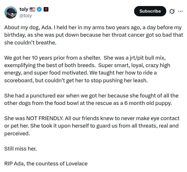 Toly's Tweet